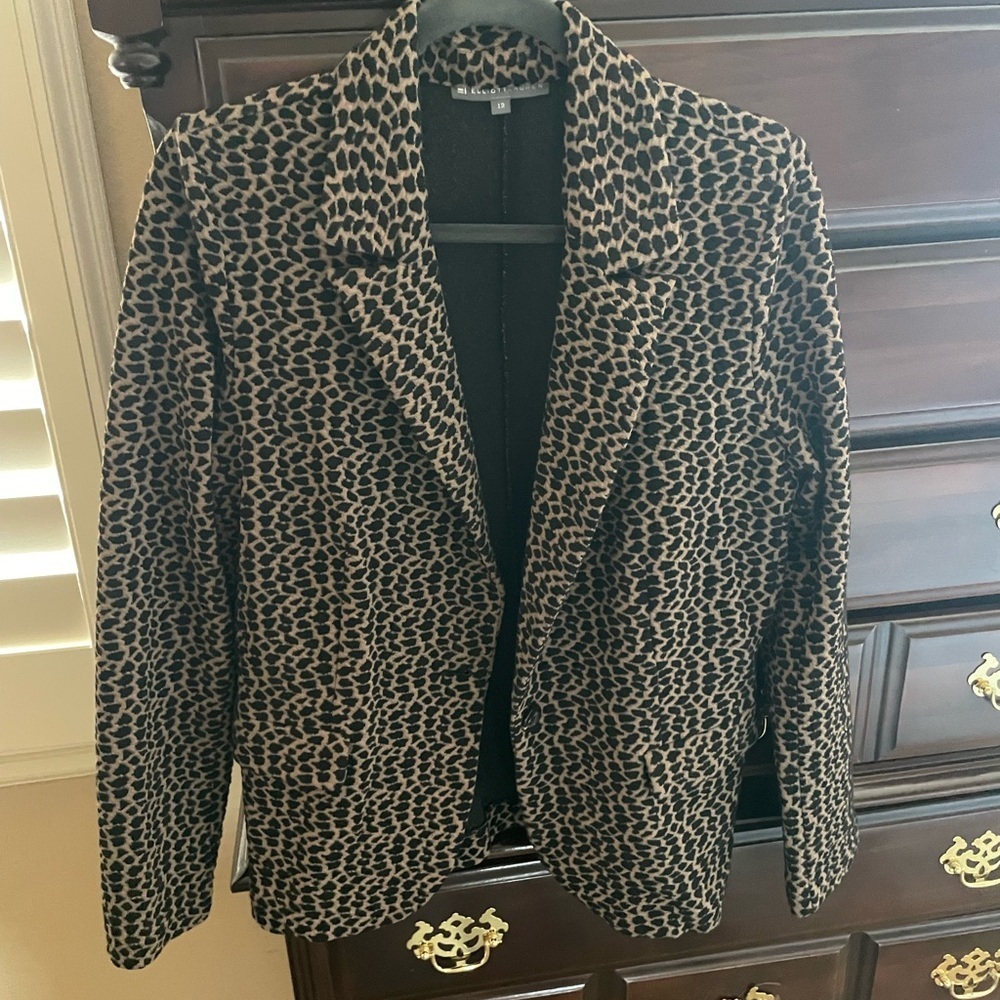 Elliott Lauren Animal Print Jacket blazer coat business casual‎ leopard brown 12
